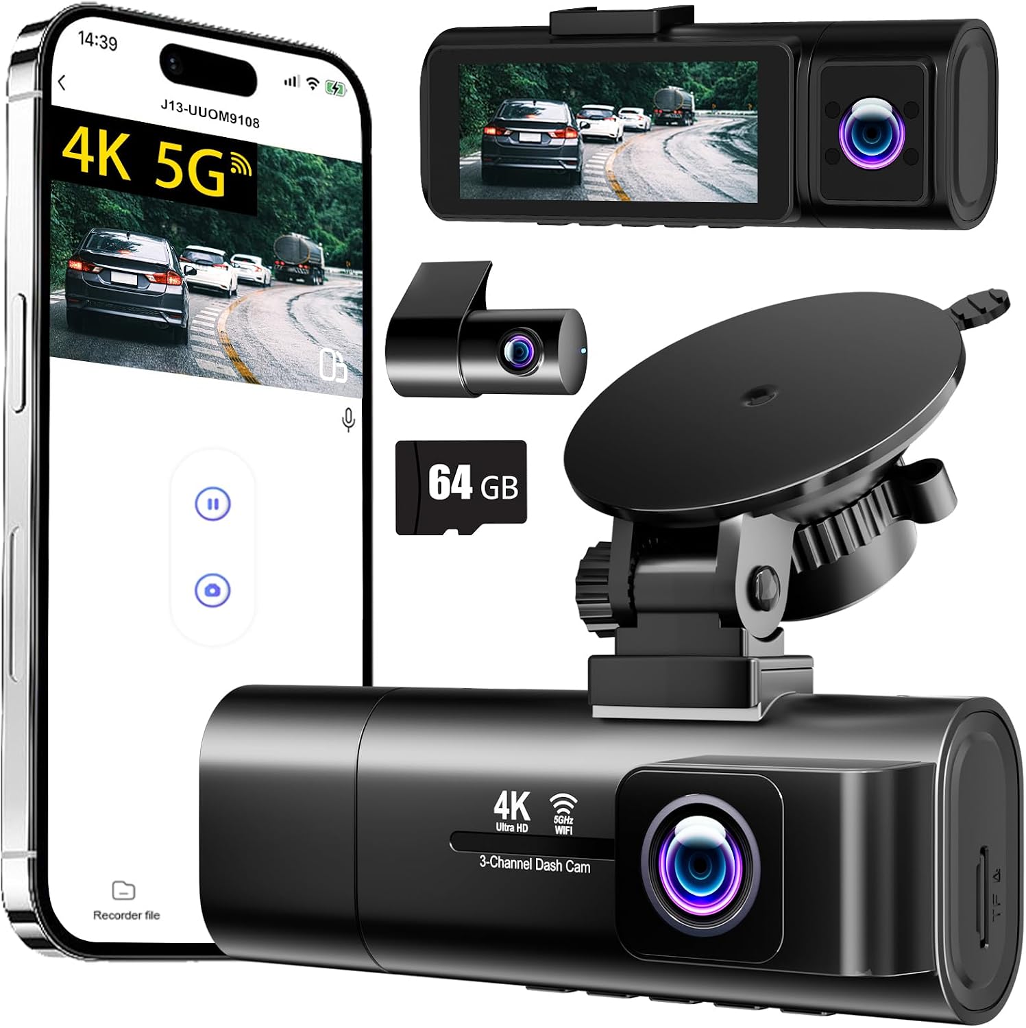 4K前后内三录行车记录仪 46%OFF