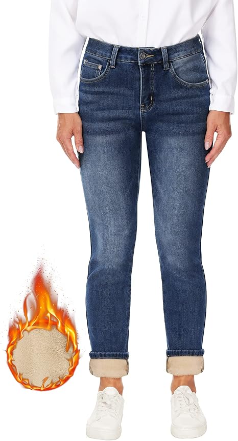 Qazel Vorrlon Fleece Lined Jeans for Women High